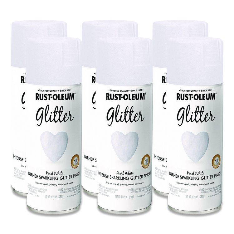 Specialty Glitter Spray Paint, Glitter White, 10.25 oz Aerosol Can, 6/Carton