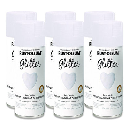 Specialty Glitter Spray Paint, Glitter White, 10.25 oz Aerosol Can, 6/Carton