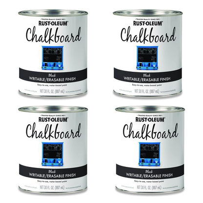 Chalkboard Paint, Matte Black, Quart Can, 4/Carton