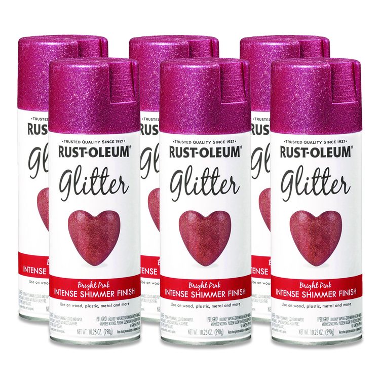 Specialty Glitter Spray Paint, Glitter Pink, 10.25 oz Aerosol Can, 6/Carton
