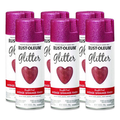 Specialty Glitter Spray Paint, Glitter Pink, 10.25 oz Aerosol Can, 6/Carton