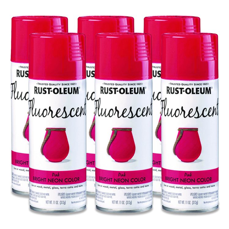 Specialty Fluorescent Spray Paint, Flat Fluorescent Pink, 11 oz Aerosol Can, 6/Carton