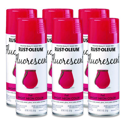 Specialty Fluorescent Spray Paint, Flat Fluorescent Pink, 11 oz Aerosol Can, 6/Carton