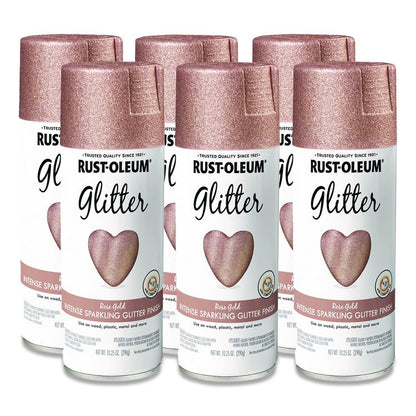 Specialty Glitter Spray Paint, Glitter Rose Gold, 10.25 oz Aerosol Can, 6/Carton