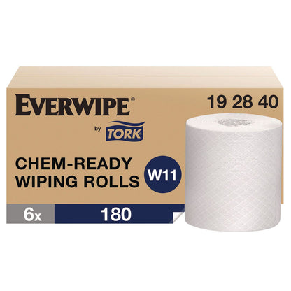 Chem-Ready Wiping Rolls, 1-Ply, 12 x 5.25, White, 180 Sheets, 6 Rolls/Carton