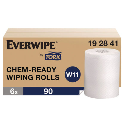 Everwipe by Tork Chem-Ready Wiping Rolls, 1-Ply, 12 x 10.5, White, 90 Sheets, 6 Rolls/Carton