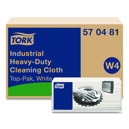 Industrial Heavy-Duty Cleaning Cloth, 1-Ply, 13.97 x, 4.25, Unscented, White, 60 Cloths, 4/Carton