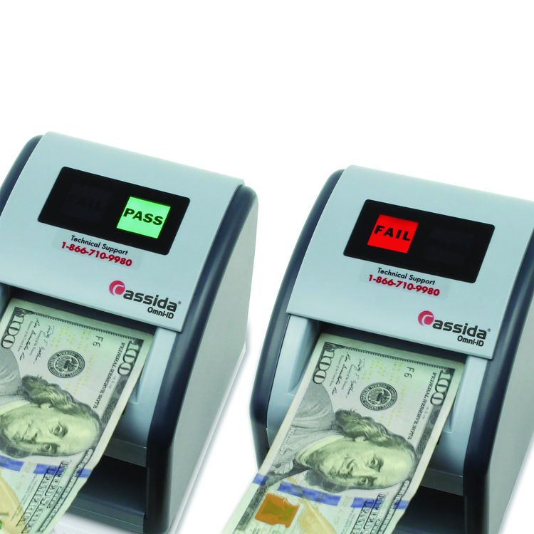 OmniID Counterfeit Detector for USD, 3 Detection Methods, 6" x 6.9" x 7", Gray