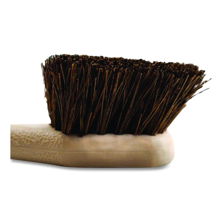Utility Brush, Brown Palmyra Fiber Bristles, 5.5" Brush, 14.5" Tan Plastic Handle