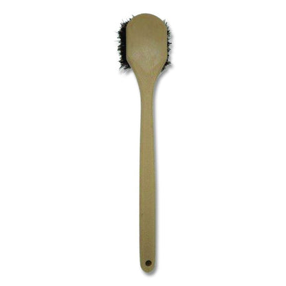 Utility Brush, Brown Palmyra Fiber Bristles, 5.5" Brush, 14.5" Tan Plastic Handle