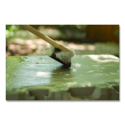 Utility Brush, Brown Palmyra Fiber Bristles, 5.5" Brush, 14.5" Tan Plastic Handle