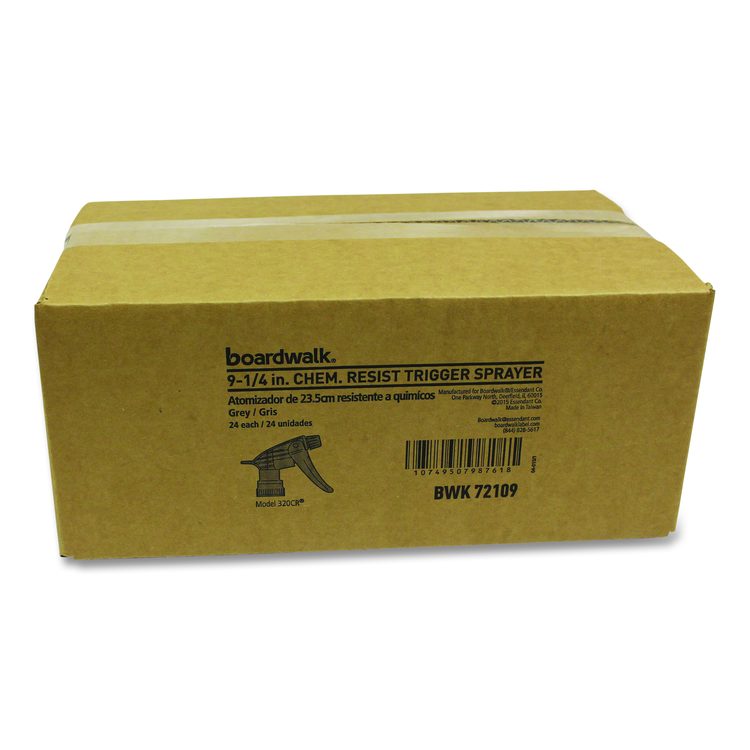 Chemical-Resistant Trigger Sprayer 320CR, Fits 16 to 24 oz Bottles, 9.5" Tube, Gray, 24/Carton