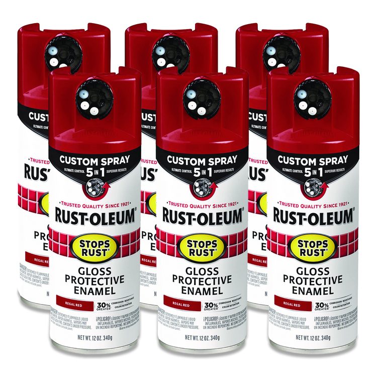 Stops Rust 5-in-1 Spray Paint, Gloss Regal Red, 12 oz Aerosol Can, 6/Carton