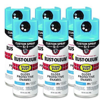 Stops Rust 5-in-1 Spray Paint, Gloss Maui Blue, 12 oz Aerosol Can, 6/Carton