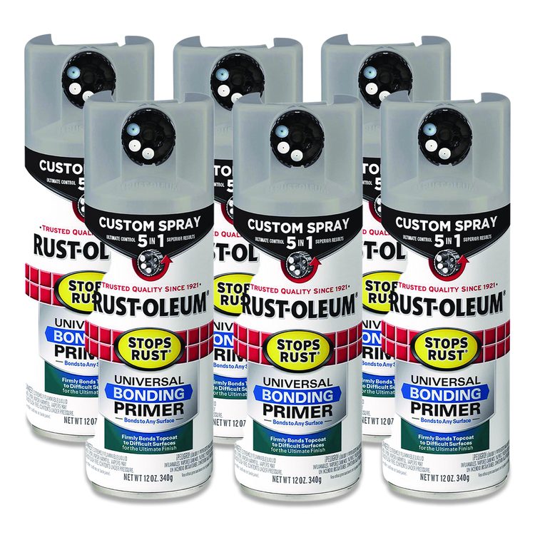 Stops Rust 5-in-1 Spray Paint, Gray, 12 oz Aerosol Can, 6/Carton