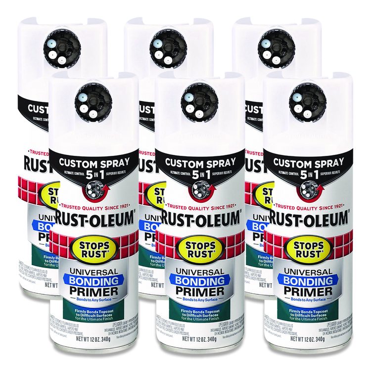 Stops Rust 5-in-1 Spray Paint, White, 12 oz Aerosol Can, 6/Carton