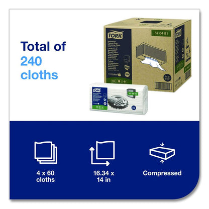 Industrial Heavy-Duty Cleaning Cloth, 1-Ply, 13.97 x, 4.25, Unscented, White, 60 Cloths, 4/Carton
