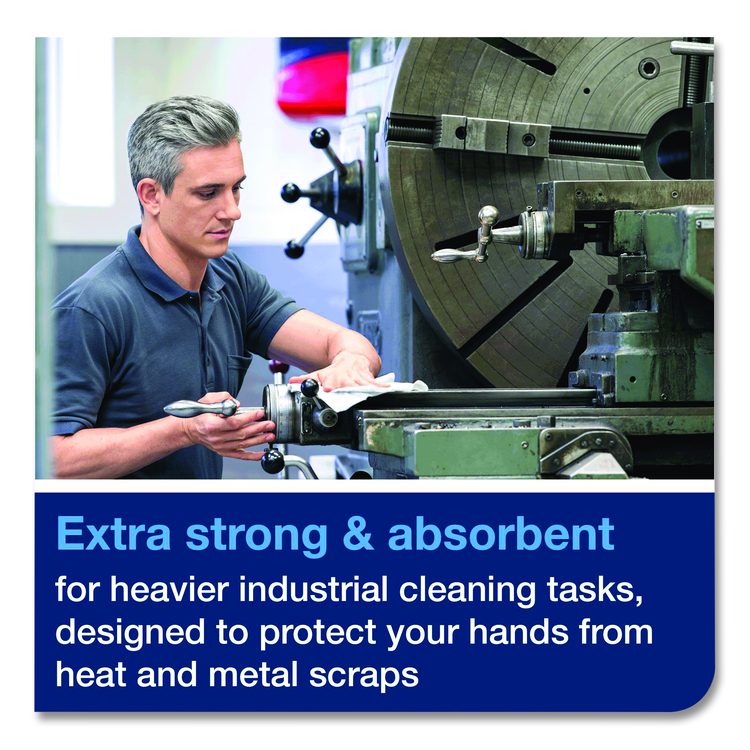 Industrial Heavy-Duty Cleaning Cloth, 1-Ply, 13.97 x, 4.25, Unscented, White, 60 Cloths, 4/Carton