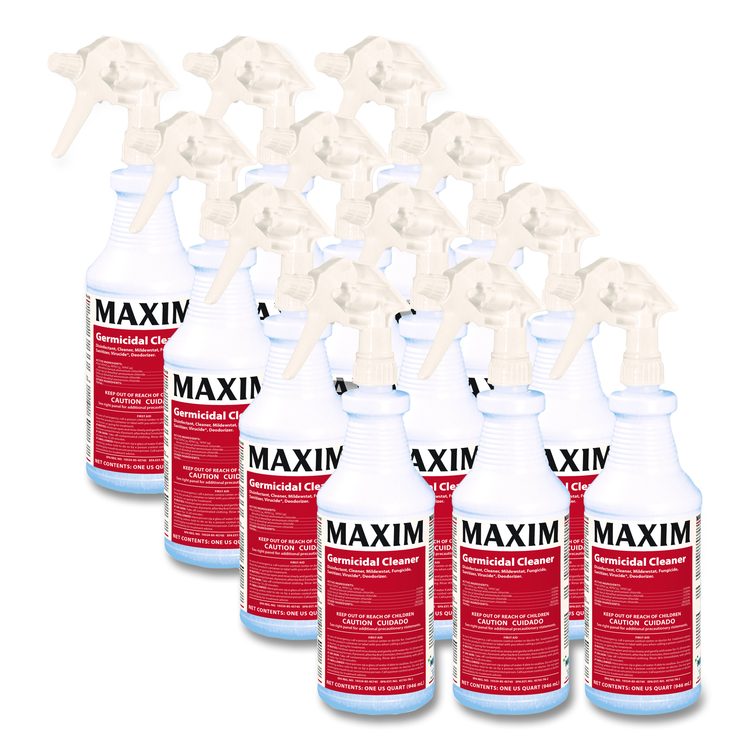 Germicidal Cleaner, Lemon Scent, 32 oz Bottle, 12 Bottles and 1 Trigger Sprayer/Carton