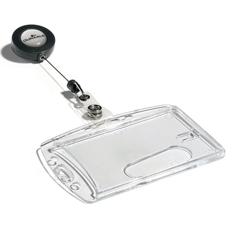 ID/Security Card Holder Set, Vertical/Horizontal, Reel, Clear, 10/Pack