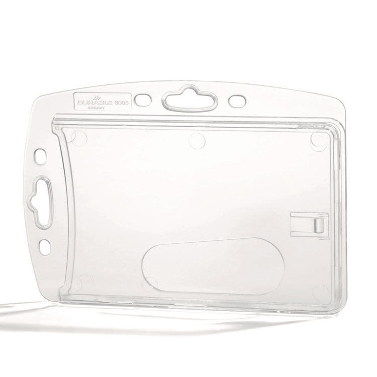 ID/Security Card Holder Set, Vertical/Horizontal, Reel, Clear, 10/Pack