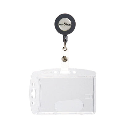 ID/Security Card Holder Set, Vertical/Horizontal, Reel, Clear, 10/Pack