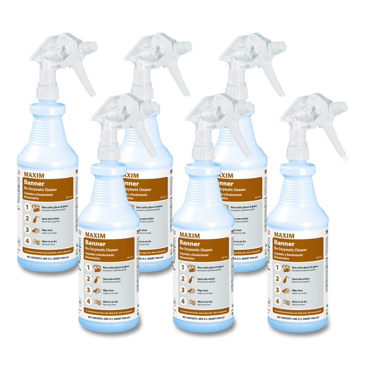 Banner Bio-Enzymatic Cleaner, Safe-to-Ship, Fresh Scent, 32 oz Bottle, 6/Carton