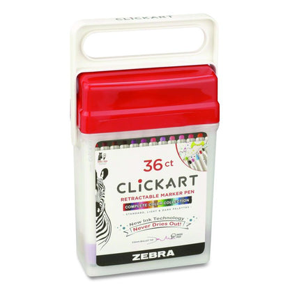 ClickArt Porous Point Pen, Retractable, Fine 0.6 mm, Assorted Ink Colors, White Barrel, 36/Pack