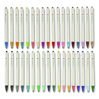 ClickArt Porous Point Pen, Retractable, Fine 0.6 mm, Assorted Ink Colors, White Barrel, 36/Pack