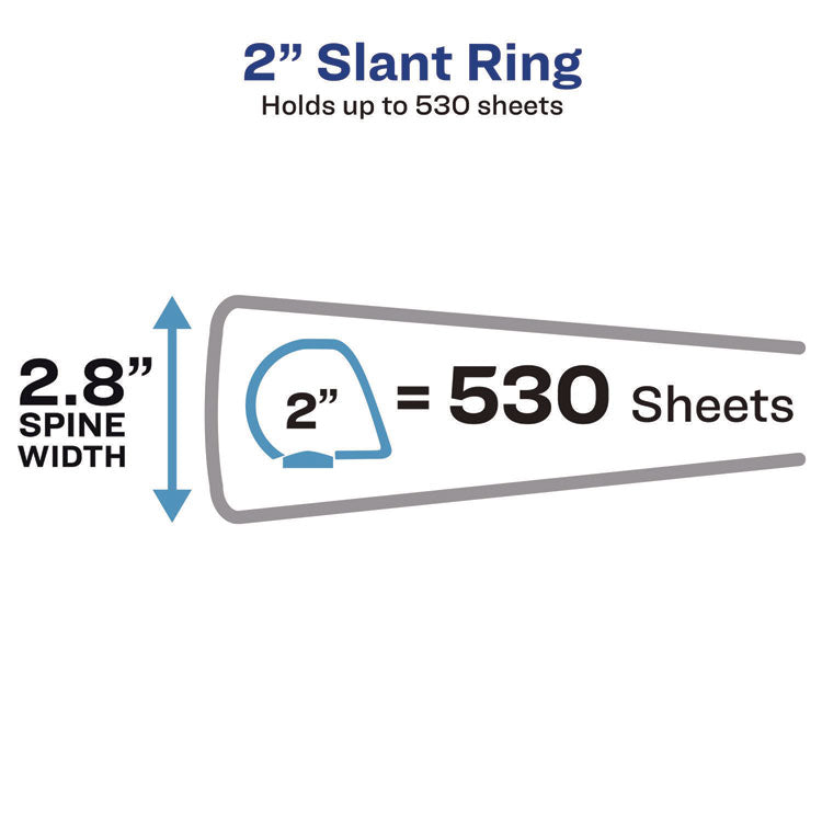 Heavy-Duty Non Stick View Binder with DuraHinge and Slant Rings, 3 Rings, 2" Capacity, 11 x 8.5, White, (5504)