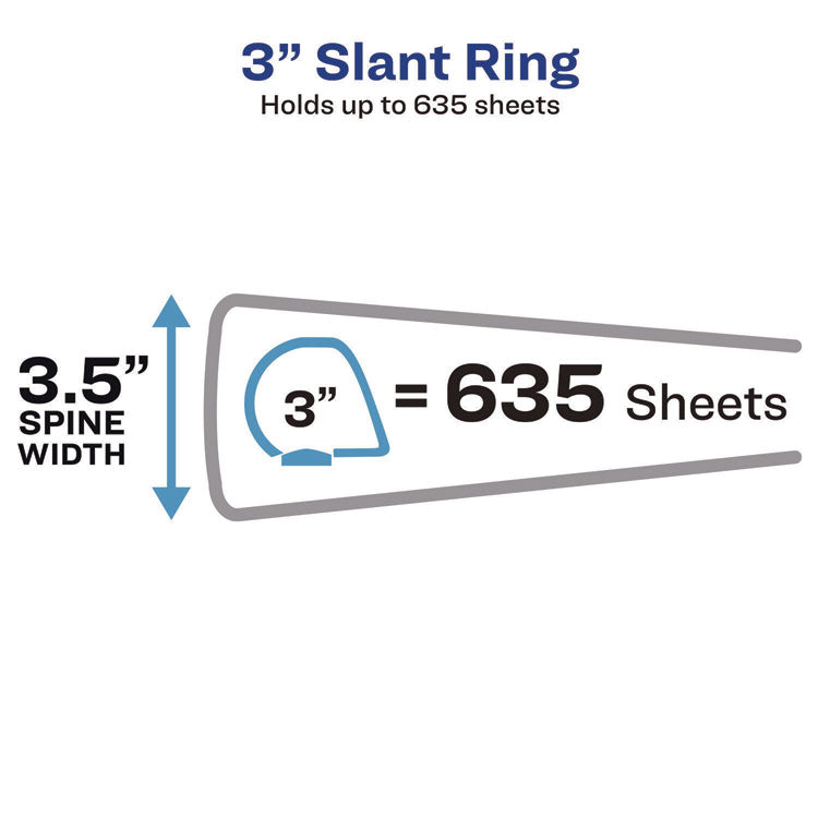 Heavy-Duty Non Stick View Binder with DuraHinge and Slant Rings, 3 Rings, 3" Capacity, 11 x 8.5, White, (5604)
