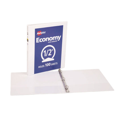 Economy View Binder with Round Rings , 3 Rings, 0.5" Capacity, 11 x 8.5, White, (5706)