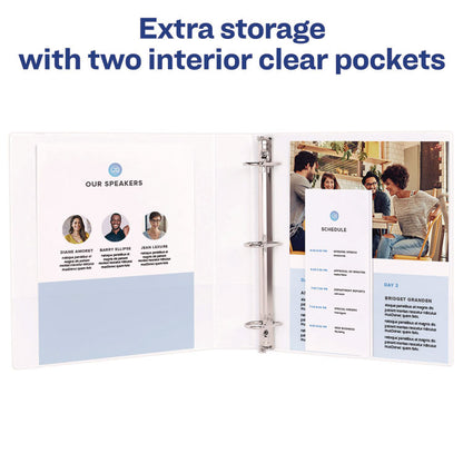 Mini Size Durable View Binder with Round Rings, 3 Rings, 0.5" Capacity, 8.5 x 5.5, White