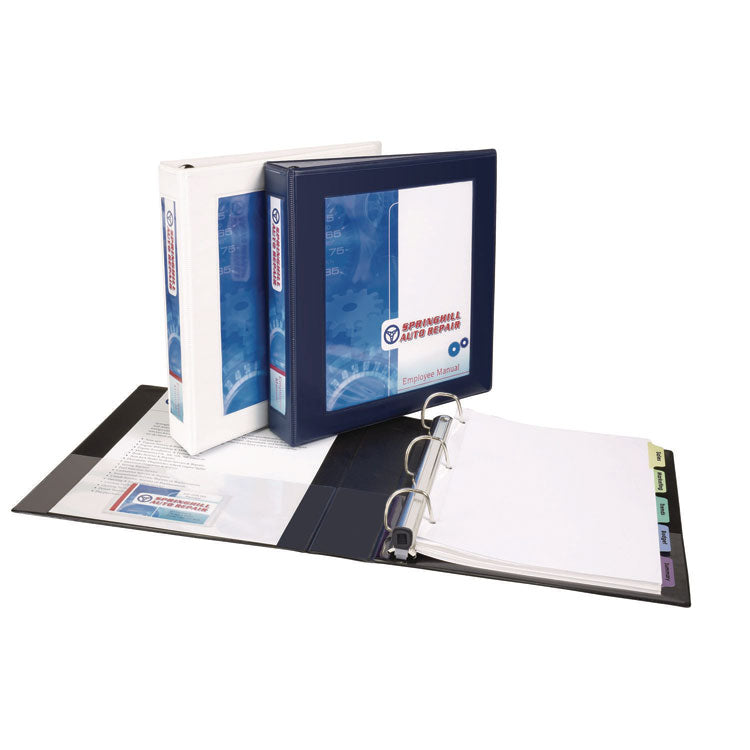 Framed View Heavy-Duty Binders, 3 Rings, 1" Capacity, 11 x 8.5, Navy Blue