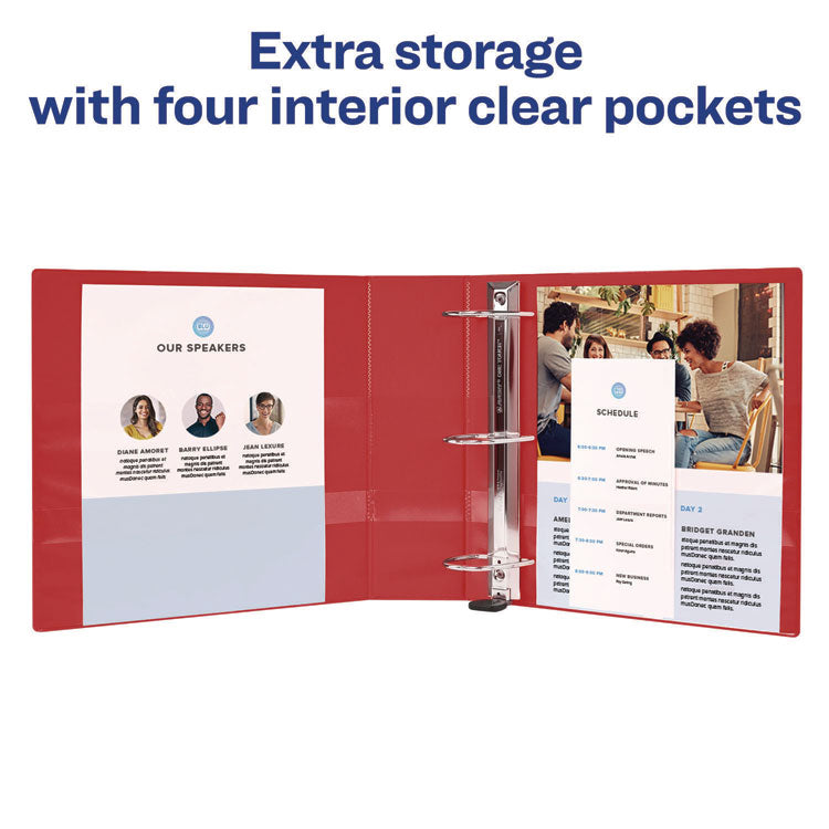 Heavy-Duty View Binder with DuraHinge and One Touch EZD Rings, 3 Rings, 1" Capacity, 11 x 8.5, Red