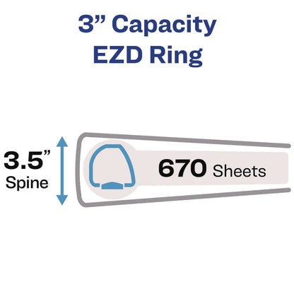 Heavy-Duty Non-View Binder with DuraHinge and Locking One Touch EZD Rings, 3 Rings, 3" Capacity, 11 x 8.5, Red