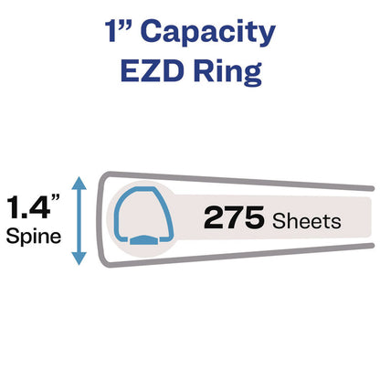 Heavy-Duty View Binder with DuraHinge and One Touch EZD Rings, 3 Rings, 1" Capacity, 11 x 8.5, Black