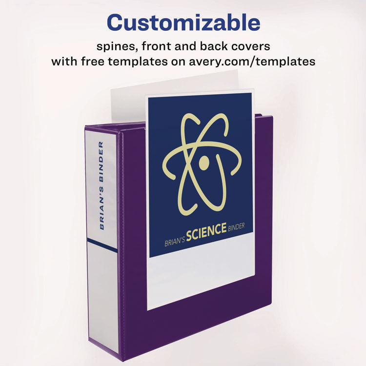 Heavy-Duty View Binder with DuraHinge and One Touch EZD Rings, 3 Rings, 1.5" Capacity, 11 x 8.5, Purple
