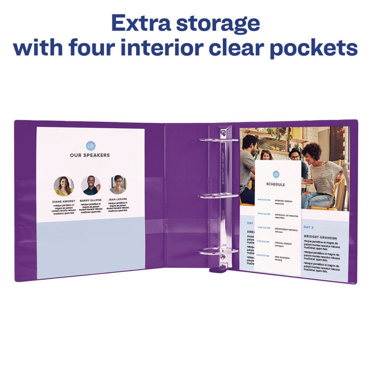 Heavy-Duty View Binder with DuraHinge and One Touch EZD Rings, 3 Rings, 2" Capacity, 11 x 8.5, Purple