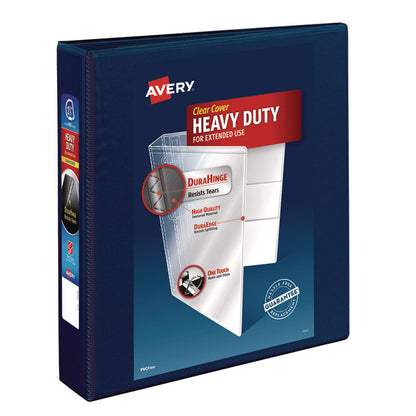 Heavy-Duty View Binder with DuraHinge and One Touch EZD Rings, 3 Rings, 1.5" Capacity, 11 x 8.5, Navy Blue
