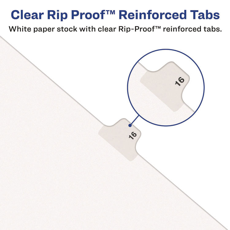Preprinted Legal Exhibit Side Tab Index Dividers, Avery Style, 10-Tab, 7, 11 x 8.5, White, 25/Pack