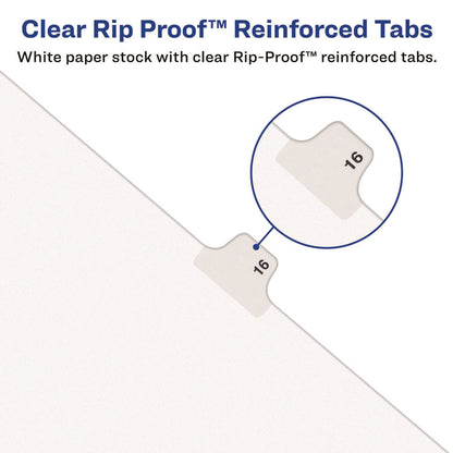 Preprinted Legal Exhibit Side Tab Index Dividers, Avery Style, 10-Tab, 7, 11 x 8.5, White, 25/Pack