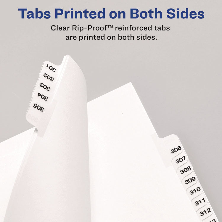 Preprinted Legal Exhibit Side Tab Index Dividers, Avery Style, 10-Tab, 7, 11 x 8.5, White, 25/Pack