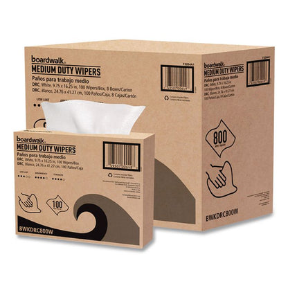 DRC Wipers, 1-Ply, 9.75 x 16.25, White, 100/Box, 8 Boxes/Carton