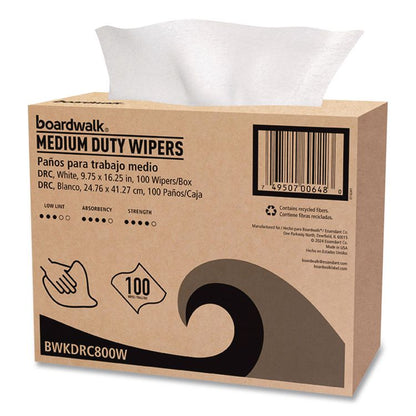 DRC Wipers, 1-Ply, 9.75 x 16.25, White, 100/Box, 8 Boxes/Carton