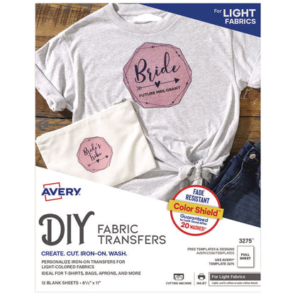 Fabric Transfers, 8.5 x 11, White, 12/Pack