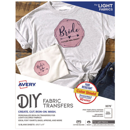 Fabric Transfers, 8.5 x 11, White, 12/Pack