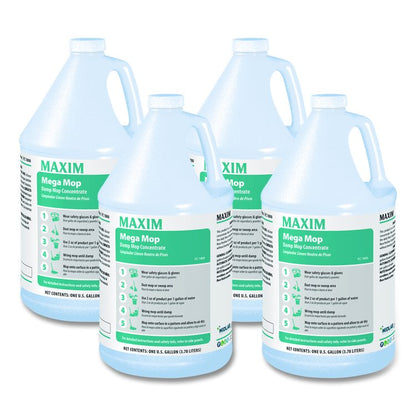 Mega Mop Damp Mop Concentrate, Lemon Scent, 1 gal Bottle, 4/Carton