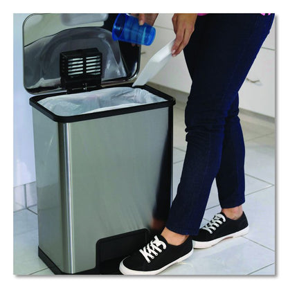 Step Pedal Trash Can with AirStep Technology, 13 gal, Plastic/Stainless Steel, Silver