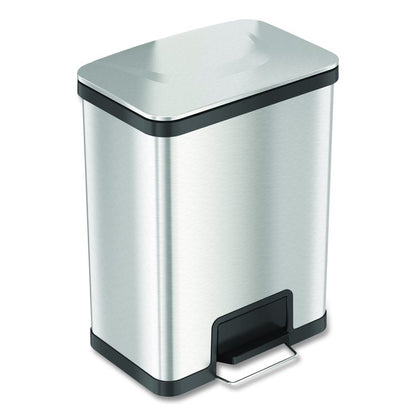 Step Pedal Trash Can with AirStep Technology, 13 gal, Plastic/Stainless Steel, Silver